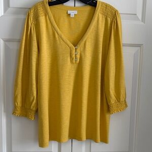 J. Jill Mustard Yellow Blouse with Button Detail